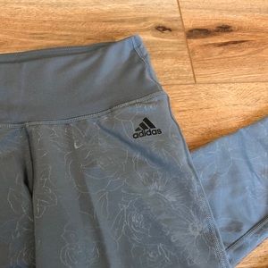 Adidas gray climalite leggings- embossed flowers